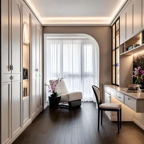 beige traditional study room with wardrobe — real Indian home