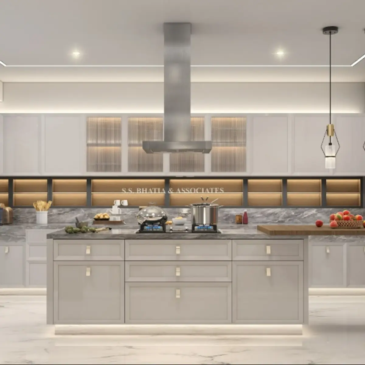 beige modern indian kitchen with layout — real Indian home