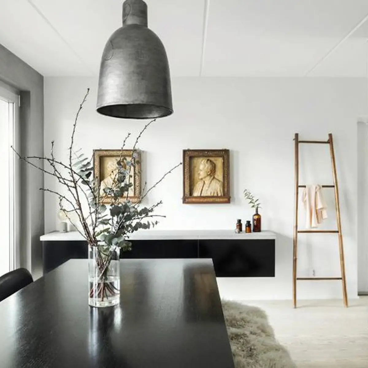 black and white scandinavian dining room with dining — real Indian home