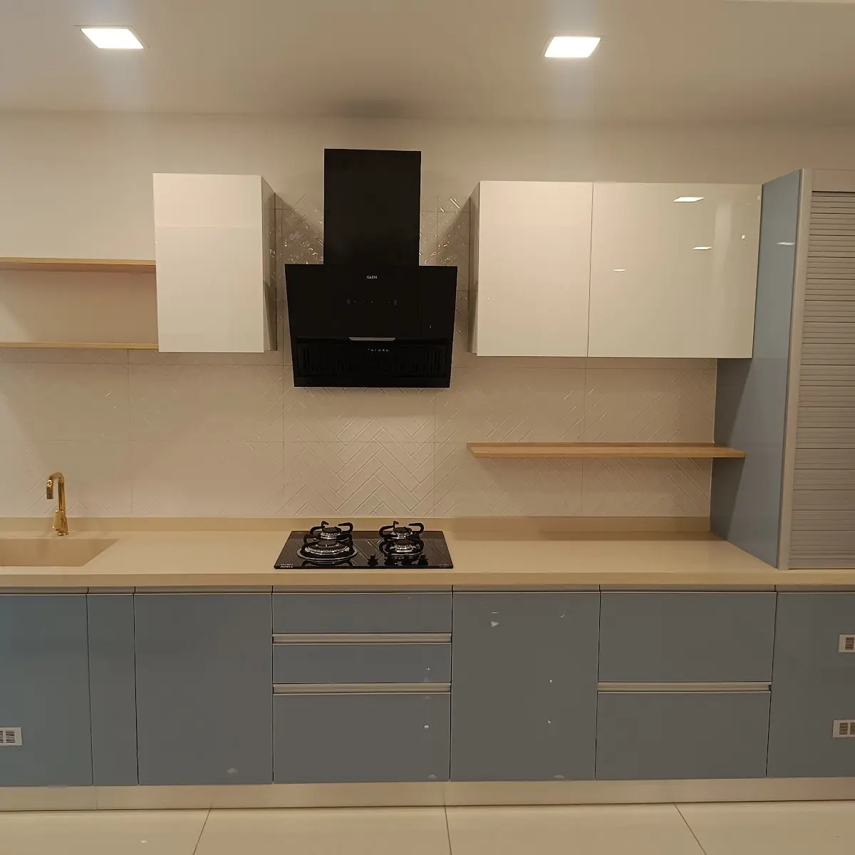 grey modern indian kitchen with layout — real Indian home