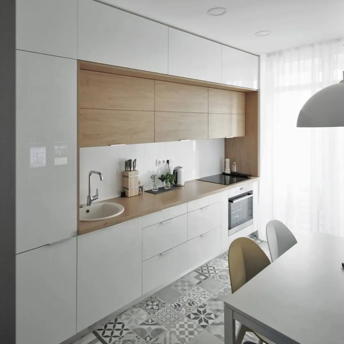 beige scandinavian kitchen with layout — real Indian home