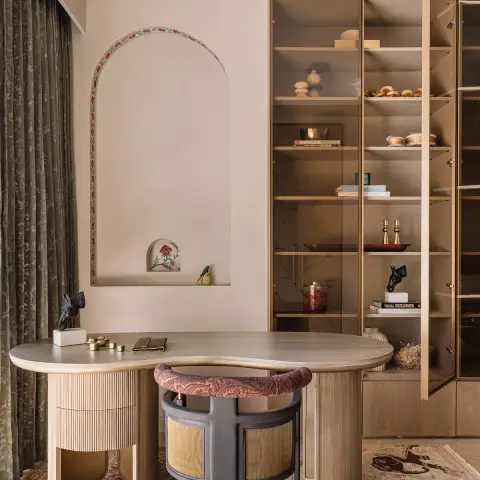 earthy luxury study room with study — real Indian home