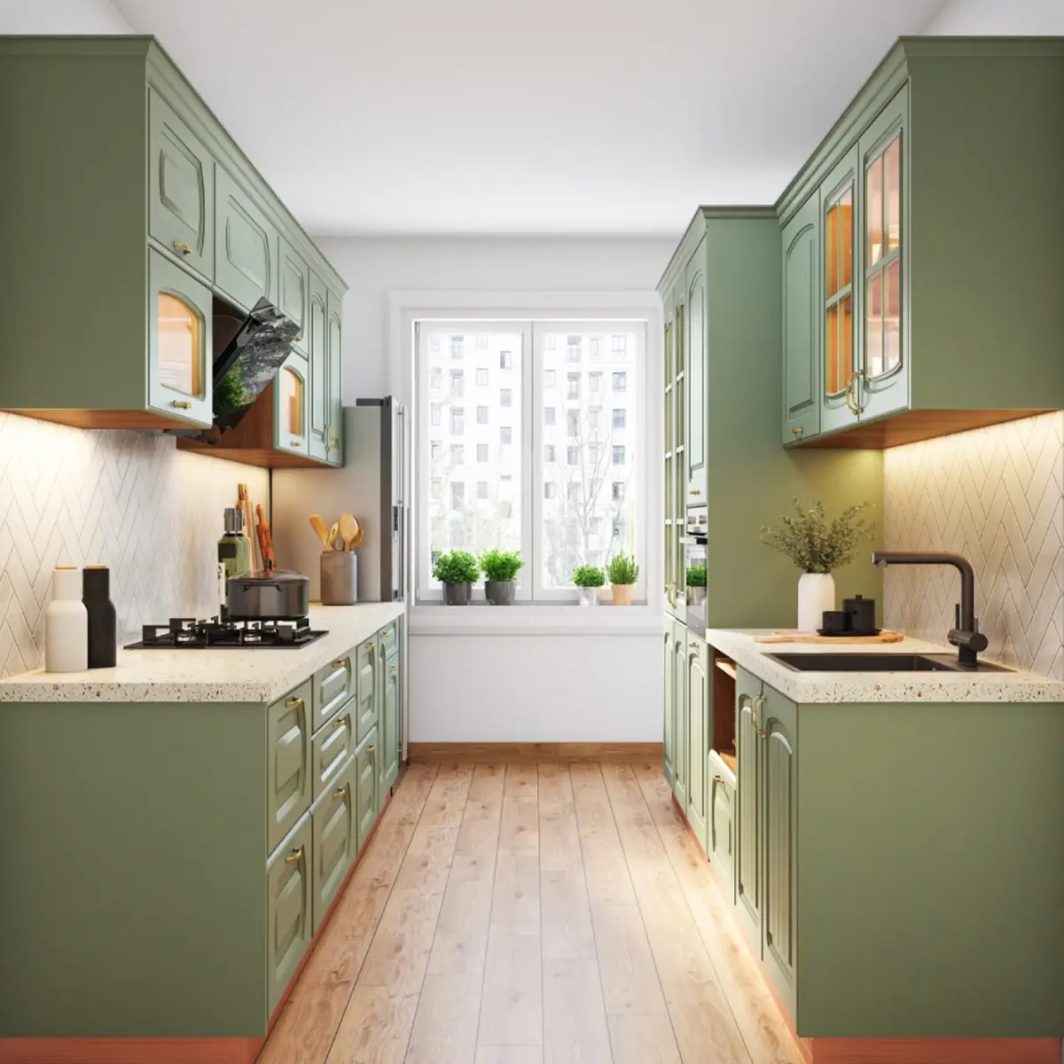 earthy traditional kitchen with layout — real Indian home