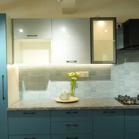jewel tone modern indian kitchen with layout — real Indian home