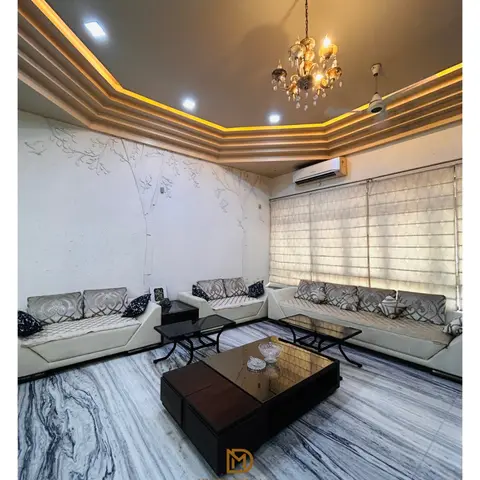 grey traditional living room with cove — real Indian home