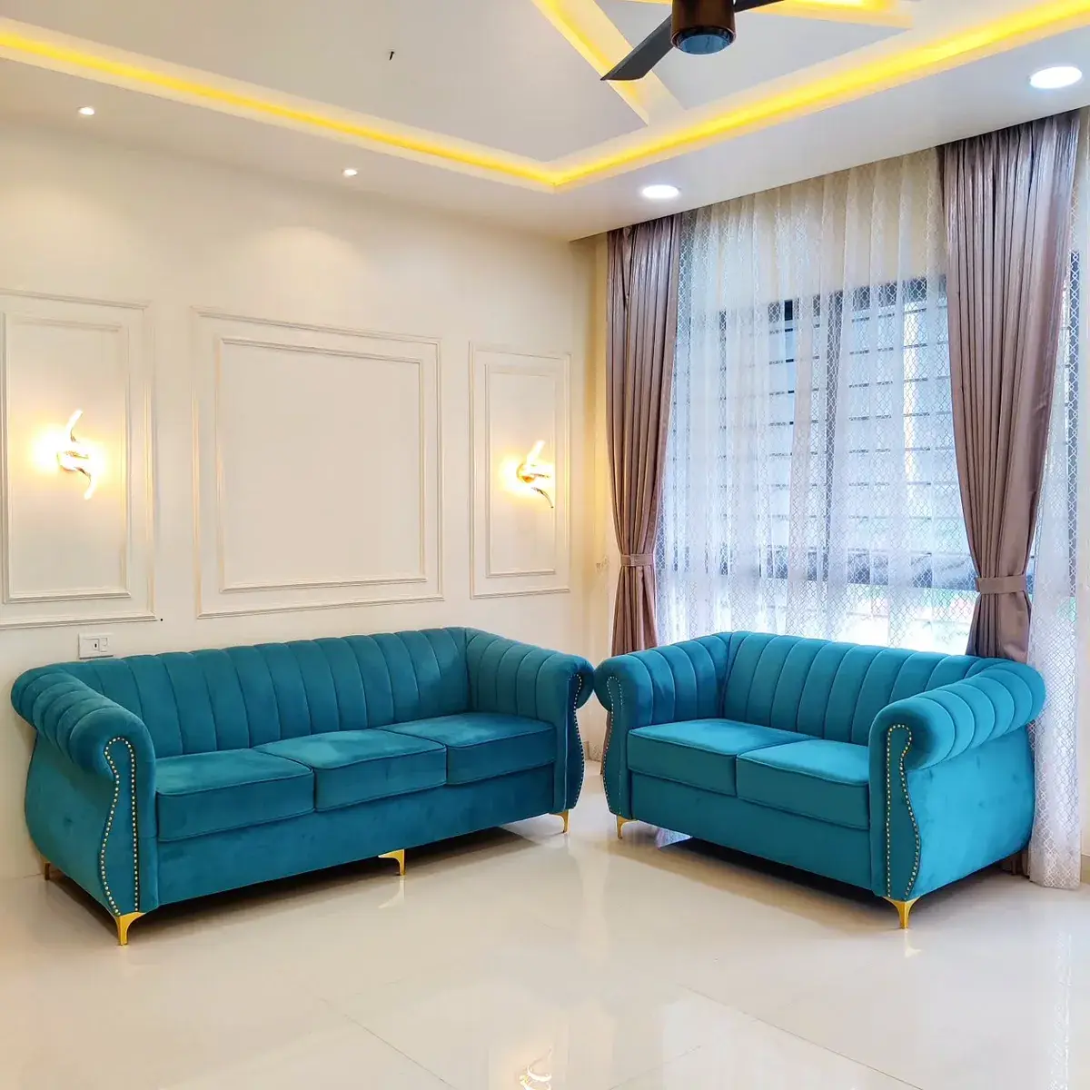 jewel tone traditional living room with cove — real Indian home