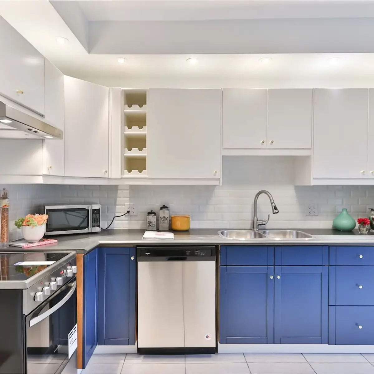 bold colour modern minimalist kitchen with shutter — real Indian home