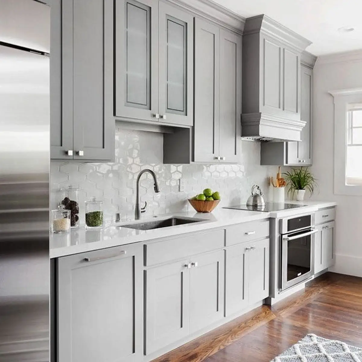 grey traditional kitchen with layout — real Indian home