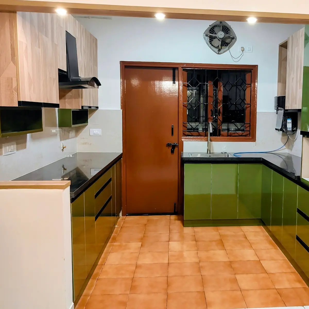 earthy kitchen with layout — real Indian home