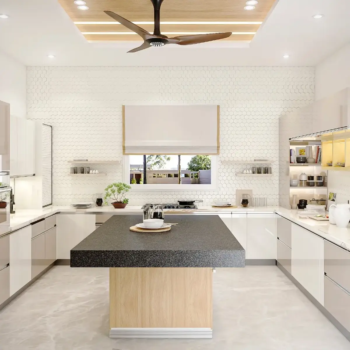 beige scandinavian kitchen with layout — real Indian home
