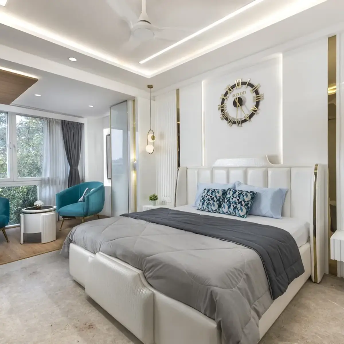 grey modern indian master bedroom with false — real Indian home